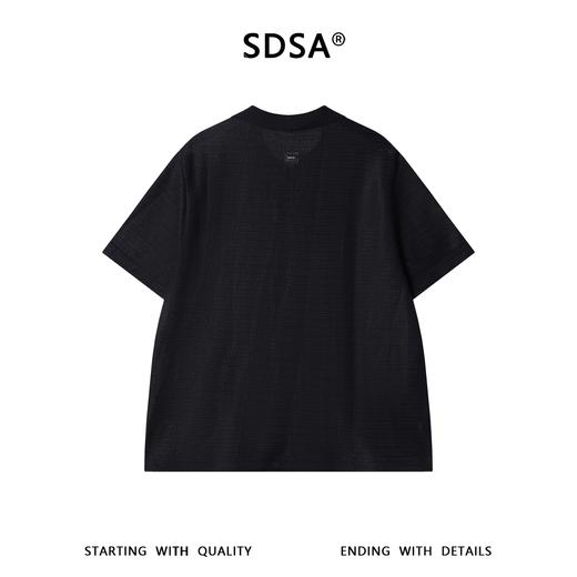SDSA男装2026新款高贵轻奢简约时尚纯色小V翻领短袖T恤宽松休闲 商品图1