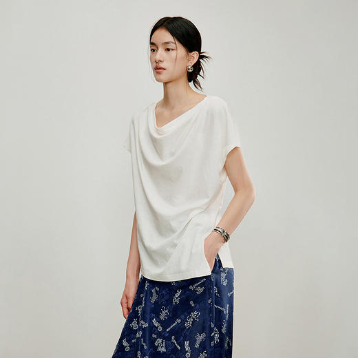 【林栖设计小店】明月疏星|米白色棉麻蓝印花纹
夏新款百搭T恤短袖1962185 商品图9