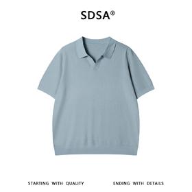 SDSA男装2026新款网眼透气V领翻领短袖针织Polo衫宽松休闲上衣