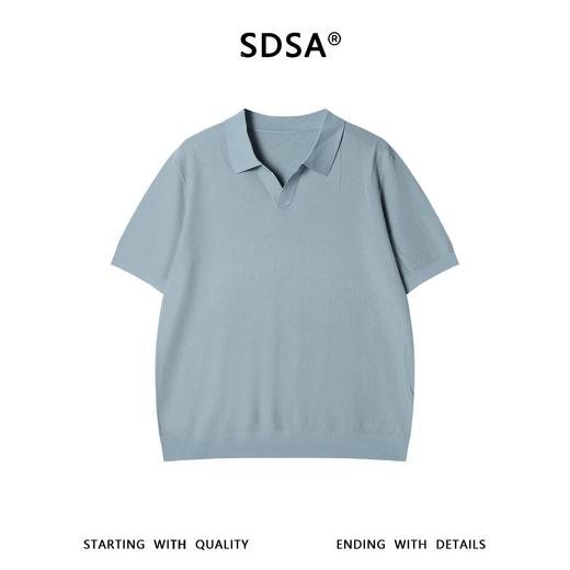 SDSA男装2026新款网眼透气V领翻领短袖针织Polo衫宽松休闲上衣 商品图0