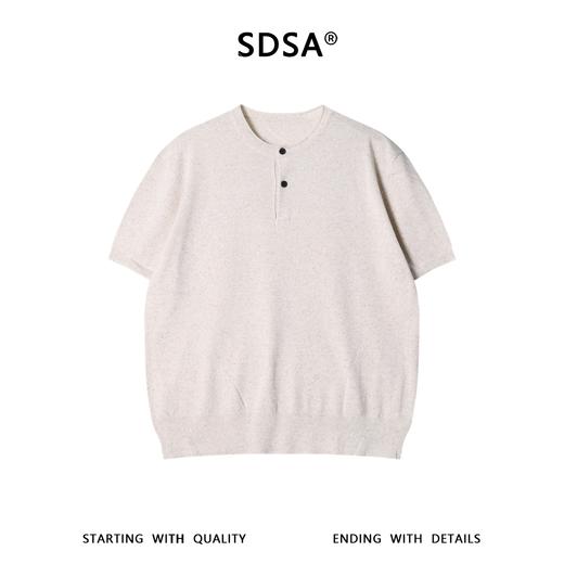 SDSA男装2026新款轻奢基础款老钱风针织半纽扣圆领短袖T恤百搭 商品图0