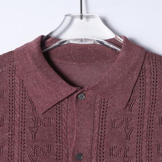 SDSA男装2026新款高贵轻奢复古镂空针织纽扣翻领短袖T恤百搭休闲 商品图2