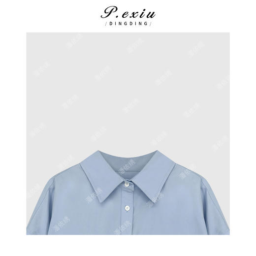 04-4潘依绣丁丁宠粉极简主义宽松通勤百搭单排扣口袋翻领衬衫Q16548 商品图2