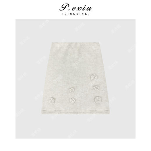 04-4潘依绣丁丁宠粉韩系温柔风立体镂空钩花娃娃领开衫半身裙套装Q64981 商品图2