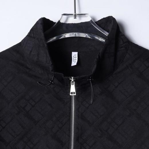 SDSA男装2026新款提花格纹半拉链立领短袖T恤下摆抽绳设计百搭 商品图1