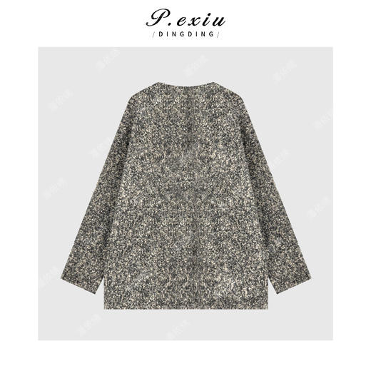 04-4潘依绣丁丁宠粉羊毛圈圈纱慵懒风宽松针织V领针织开衫L2708 商品图2