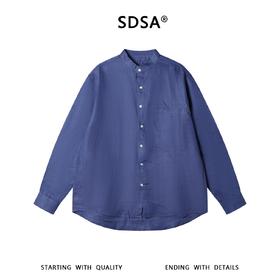 SDSA男装2026新款高贵轻奢日系少年感纯色立领长袖衬衫百搭时尚