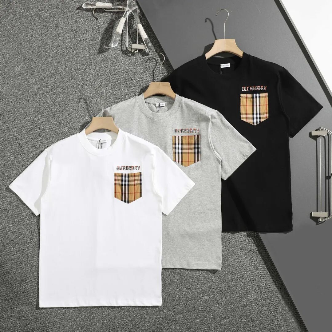 BUR经典款马年限定重影刺绣字母格子口袋短袖