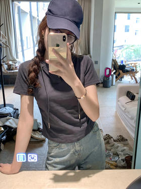 <曾小咸推荐> v领连帽修身短袖 日常89！！ 活动价59！！【预售款，预计3-15天发货】