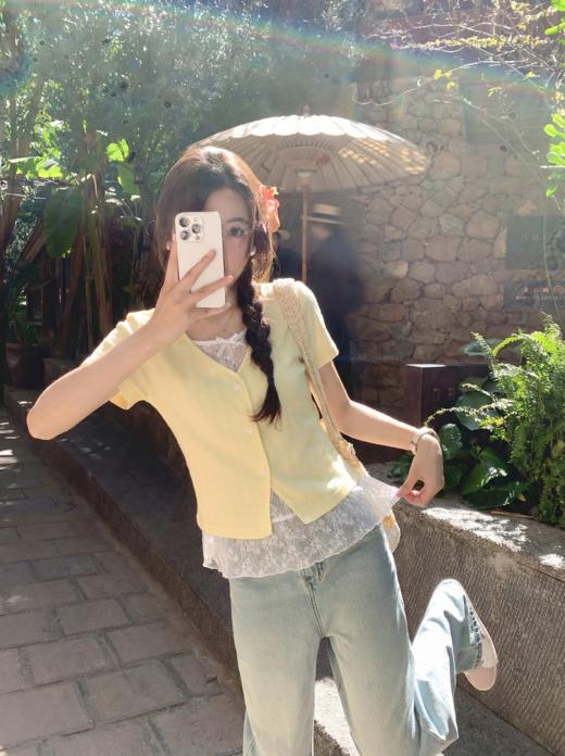 <曾小咸推荐>4.14现货秒杀 ！微信超特价！韩系蕾丝花边假两件短袖 日常129.99 立减70 秒杀59.99！！ 商品图6