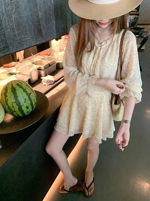 <曾小咸推荐>4.14现货秒杀 ！微信超特价！韩系碎花长袖收腰连衣裙 日常299.99 立减170 秒杀129.99！！ 商品图10