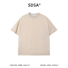 SDSA男装2026新款高贵轻奢日系简约纯色针织圆领短袖T恤百搭上衣