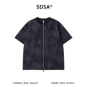 SDSA男装2026新款高贵轻奢潮牌扎染提花拉链开衫短袖T恤百搭时尚