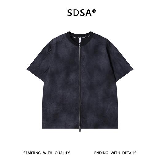 SDSA男装2026新款高贵轻奢潮牌扎染提花拉链开衫短袖T恤百搭时尚 商品图0