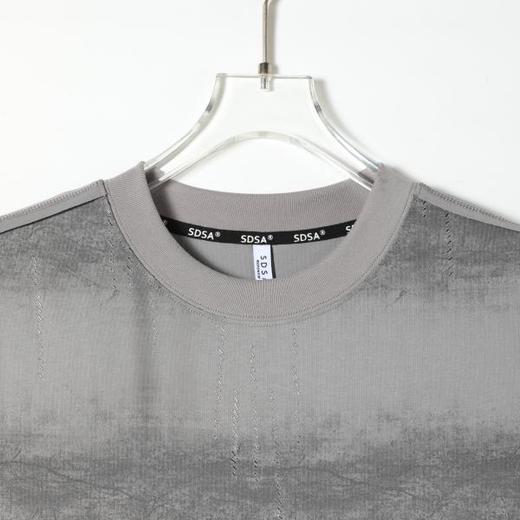 SDSA男装2026新款高贵轻奢韩系扎染条纹滴胶设计圆领短袖T恤百搭 商品图1