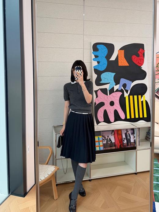 缪缪 最新款🌠娃娃领假两件针织Polo衫 商品图1