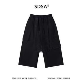 SDSA男装2026新款高贵轻奢假两件叠层阔腿七分裙裤新中式休闲裤