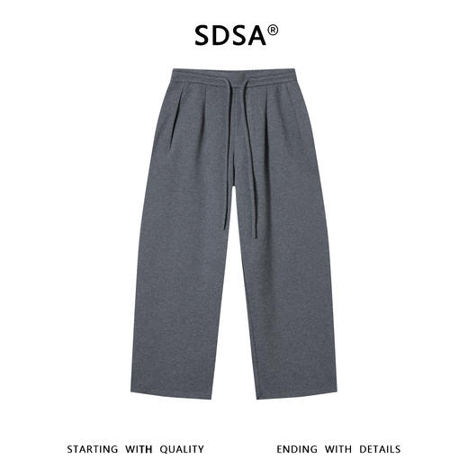 SDSA男装2026新款轻奢潮牌纯色显瘦阔腿宽松百搭运动抽绳休闲裤 商品图0