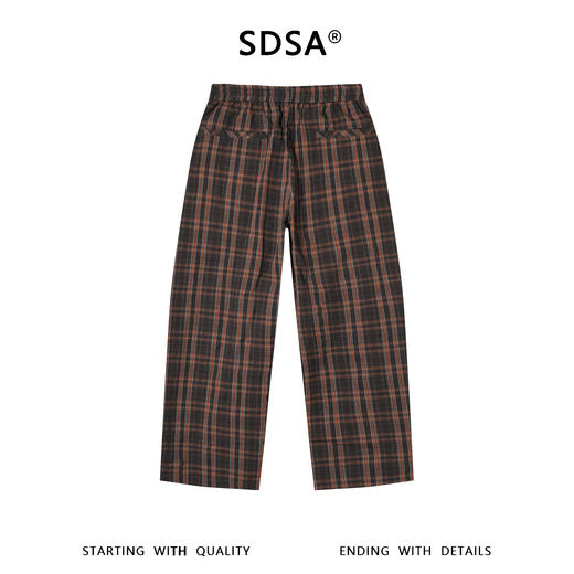 SDSA男装2026新款高贵轻奢复古格纹格子抽绳休闲裤垂感慵懒风长裤 商品图4