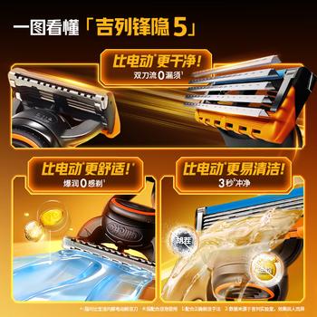 吉列锋隐5基础1刀架7刀头 差旅便携 5层刀片手动 剃刮胡须刀男士实用礼物 京东自营旗舰非吉利 防刮伤免须泡 /个人护理 /男士剃须 /手动剃须 商品图1