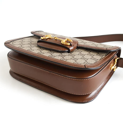 【95新】Gucci古驰1955系列602204中号老花拼棕色1955马衔扣马鞍包单肩包女士080426AK13 商品图5
