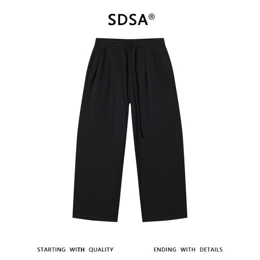 SDSA男装2026新款轻奢潮牌纯色显瘦阔腿宽松百搭运动抽绳休闲裤 商品图1