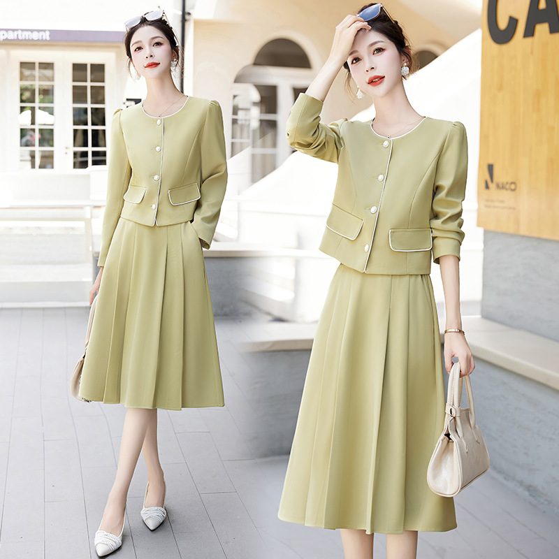 小香风长袖套装裙新款轻熟风洋气减龄气质半身裙两件套LT2366