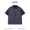 SDSA男装2026新款高贵轻奢牛仔拼接条纹短袖衬衫美式复古宽松衬衣 商品缩略图0