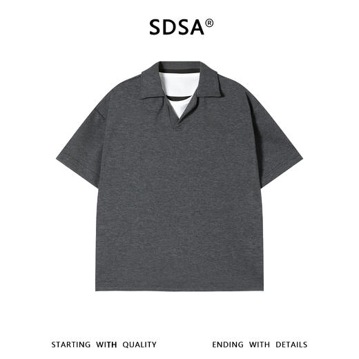 SDSA男装2026新款高贵轻奢老钱风撞色拼接翻领短袖T恤百搭时尚 商品图0