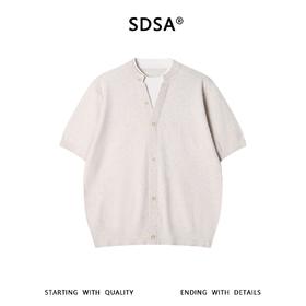 SDSA男装2026新款轻奢假两件坑条肌理短袖针织开衫宽松休闲上衣