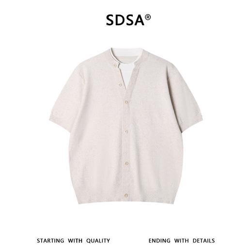SDSA男装2026新款轻奢假两件坑条肌理短袖针织开衫宽松休闲上衣 商品图0