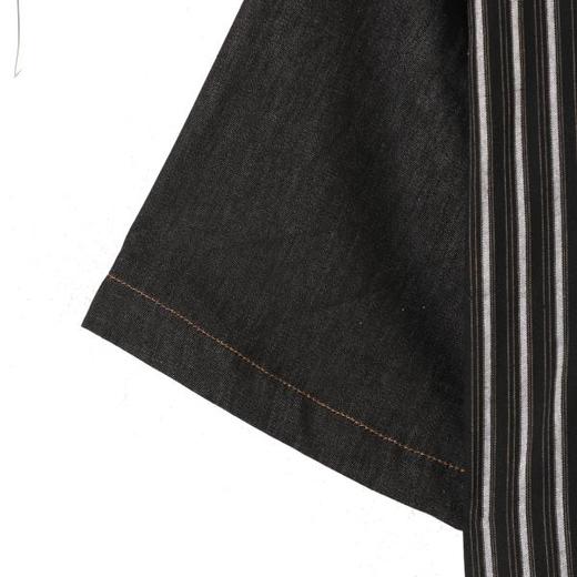 SDSA男装2026新款高贵轻奢牛仔拼接条纹短袖衬衫美式复古宽松衬衣 商品图4