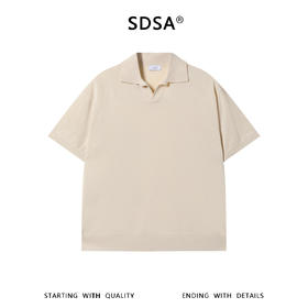 SDSA男装2026新款高贵轻奢老钱风纯色简约针织海鸥领短袖T恤百搭