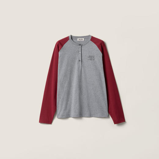 MIU-T 红灰拼色亨利领长袖 商品图0
