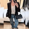 THESOONG/慵懒廓形 重磅意制自然褶皱女士黑色小西装外套8636 商品缩略图2