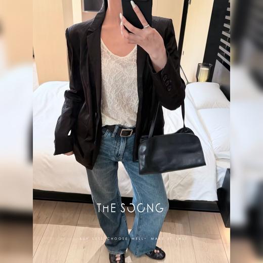 THESOONG/慵懒廓形 重磅意制自然褶皱女士黑色小西装外套8636 商品图2