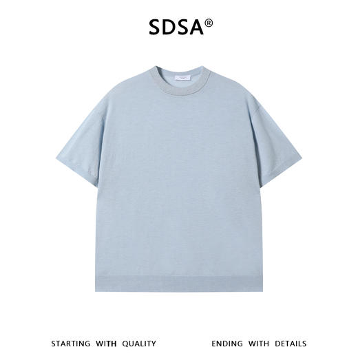 SDSA男装2026新款高贵轻奢日系简约纯色针织圆领短袖T恤百搭上衣 商品图0