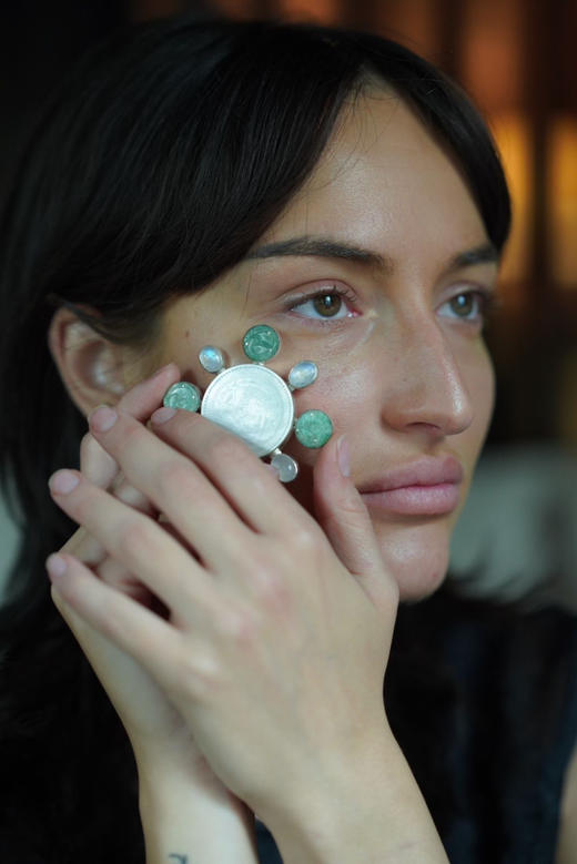 螺钿月光石翡翠胸针 商品图3