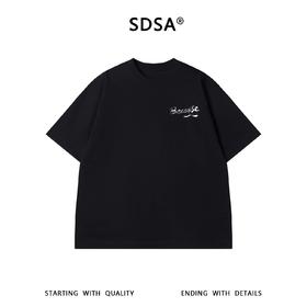 SDSA男装2026新款金属感花体字母印花短袖T恤宽松重磅休闲上衣