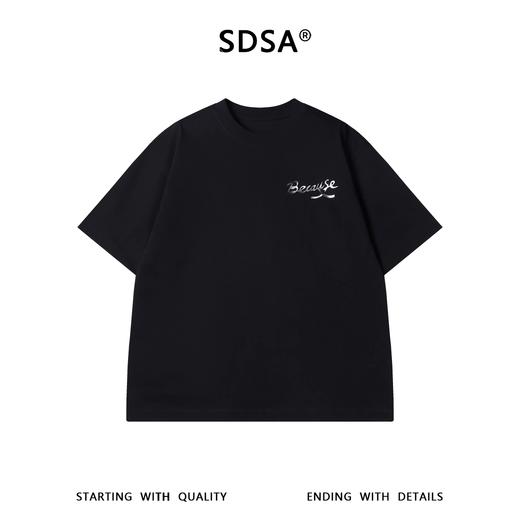 SDSA男装2026新款金属感花体字母印花短袖T恤宽松重磅休闲上衣 商品图0