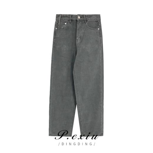 04-3潘依绣丁丁宠粉【太空灰】秋冬设计款直筒复古休闲牛仔裤 K6634 商品图0
