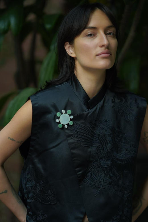 螺钿月光石翡翠胸针 商品图1