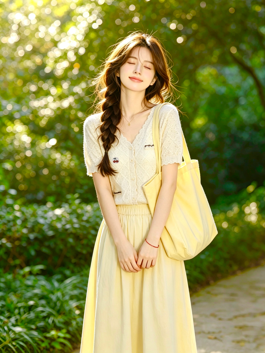 【百图lulu定制】【樱桃针织衫】钩花刺绣 樱桃 鲜花 春意盎然 短袖针织衫