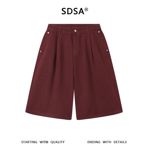 SDSA男装2026新款高贵轻奢韩系复古纯色牛仔短裤百搭宽松舒适裤子 商品图0