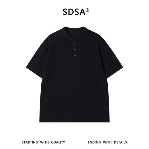SDSA男装2026新款肌理感亨利领三粒扣短袖T恤宽松重磅休闲上衣 商品图0