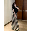 原单新款撞色条纹亚麻鱼尾女神半裙 商品缩略图0