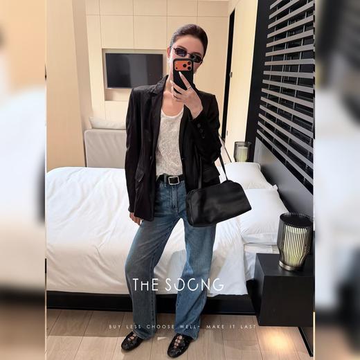 THESOONG/慵懒廓形 重磅意制自然褶皱女士黑色小西装外套8636 商品图1
