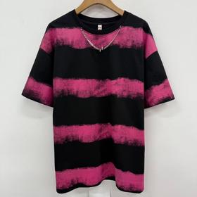 NC圆领条纹撞色短袖T恤60120（黑）夏季  162011470321