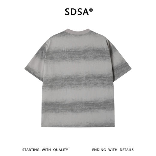 SDSA男装2026新款高贵轻奢韩系扎染条纹滴胶设计圆领短袖T恤百搭 商品图4