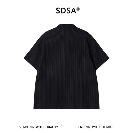 SDSA男装2026新款高贵轻奢肌理竖纹翻领短袖衬衫宽松休闲上衣 商品图4